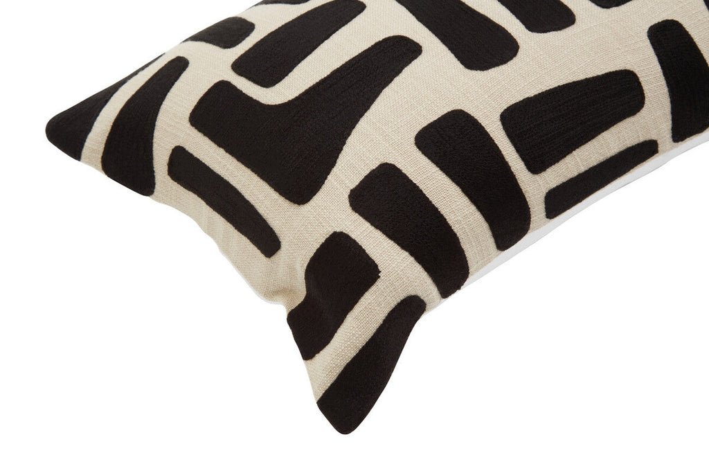 Natural And Black Rectangular Cushion