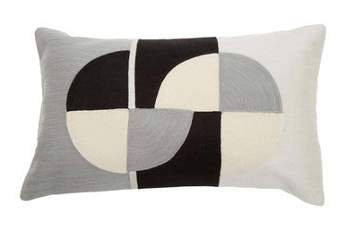 Circular Print Embroidered Rectangular Cushion