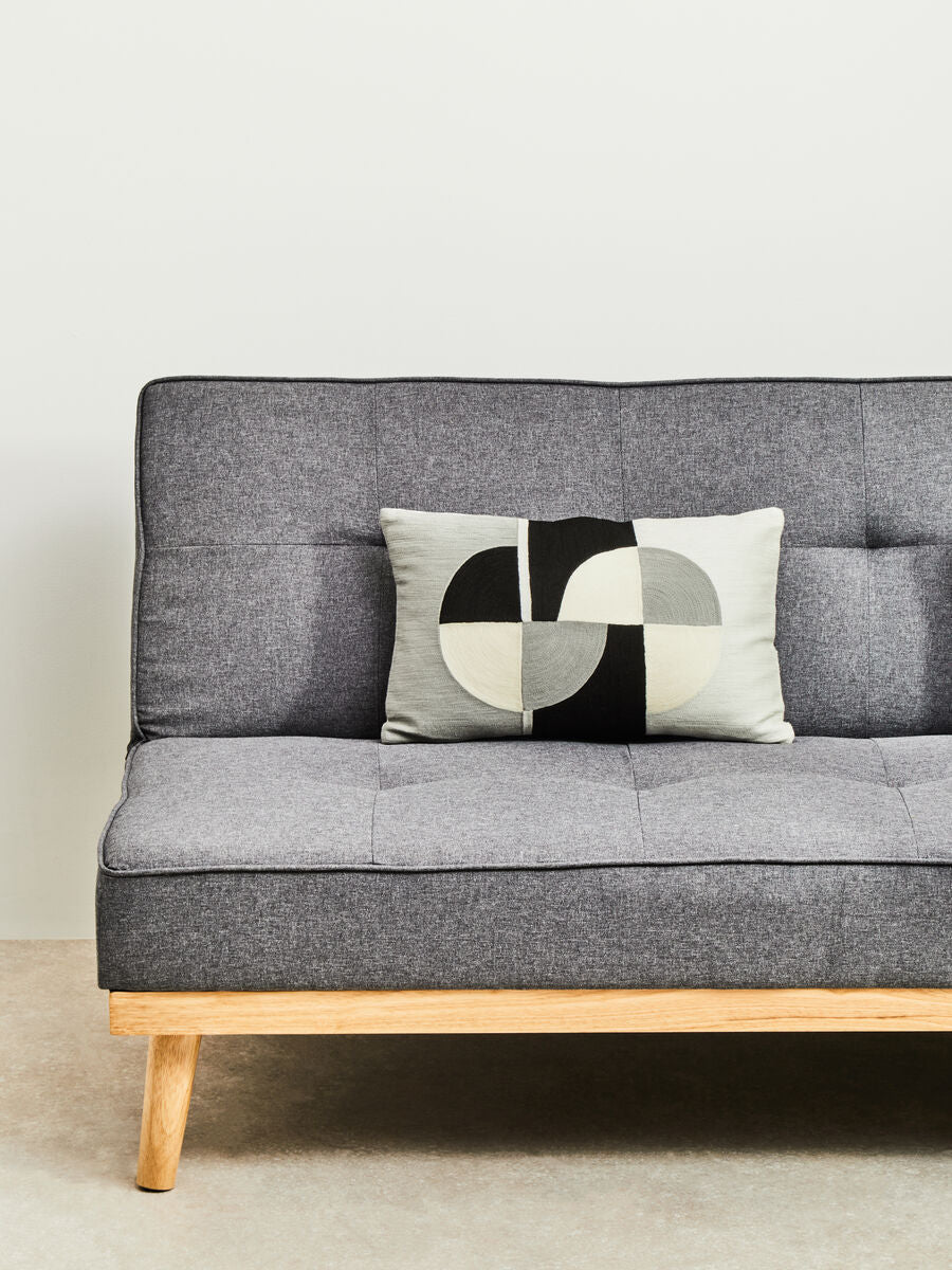 Circular Print Embroidered Rectangular Cushion
