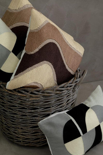 Circular Print Embroidered Rectangular Cushion