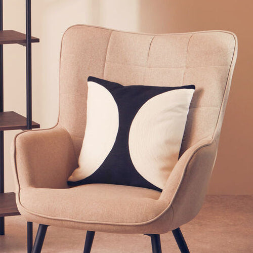 Black And White Semi Circular Design Cushion