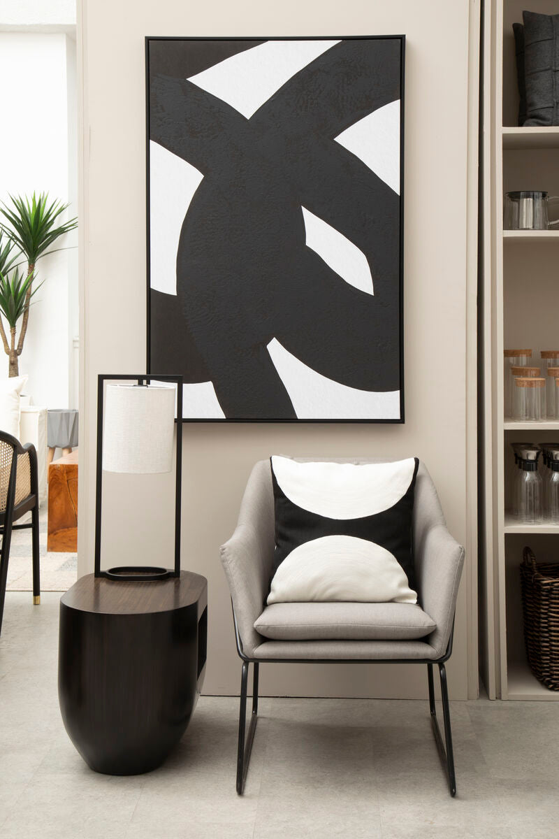 Black And White Semi Circular Design Cushion