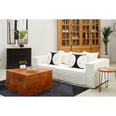 Black And White Semi Circular Design Cushion