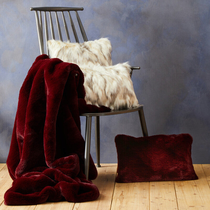 Bosie Red Wine Faux Fur Throw