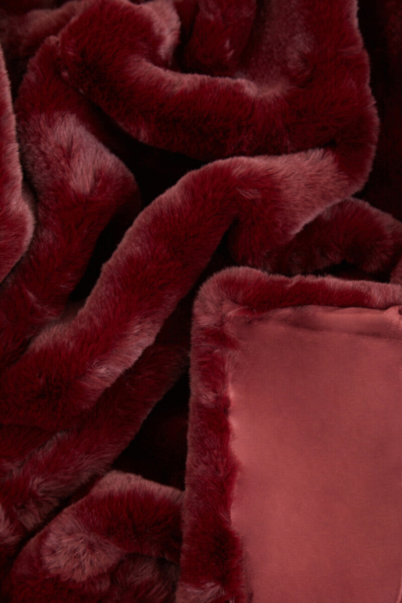 Bosie Red Wine Faux Fur Throw