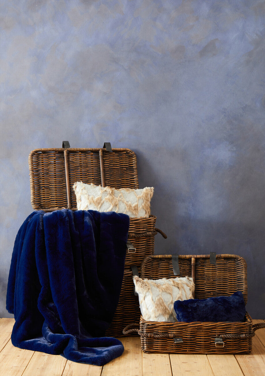 Bosie Navy Blue Faux Fur Throw