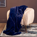 Bosie Navy Blue Faux Fur Throw