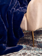 Bosie Navy Blue Faux Fur Throw