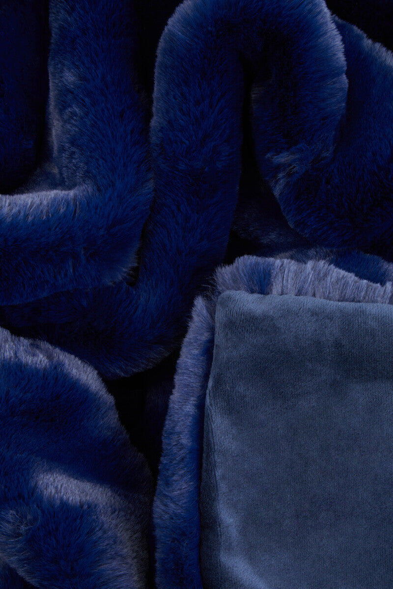 Bosie Navy Blue Faux Fur Throw