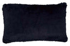 Navy Blue Rectangular Faux Fur Cushion
