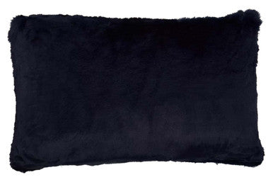 Navy Blue Rectangular Faux Fur Cushion