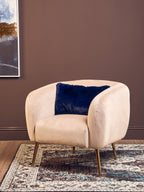 Navy Blue Rectangular Faux Fur Cushion