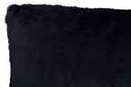 Navy Blue Rectangular Faux Fur Cushion