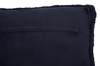 Navy Blue Rectangular Faux Fur Cushion