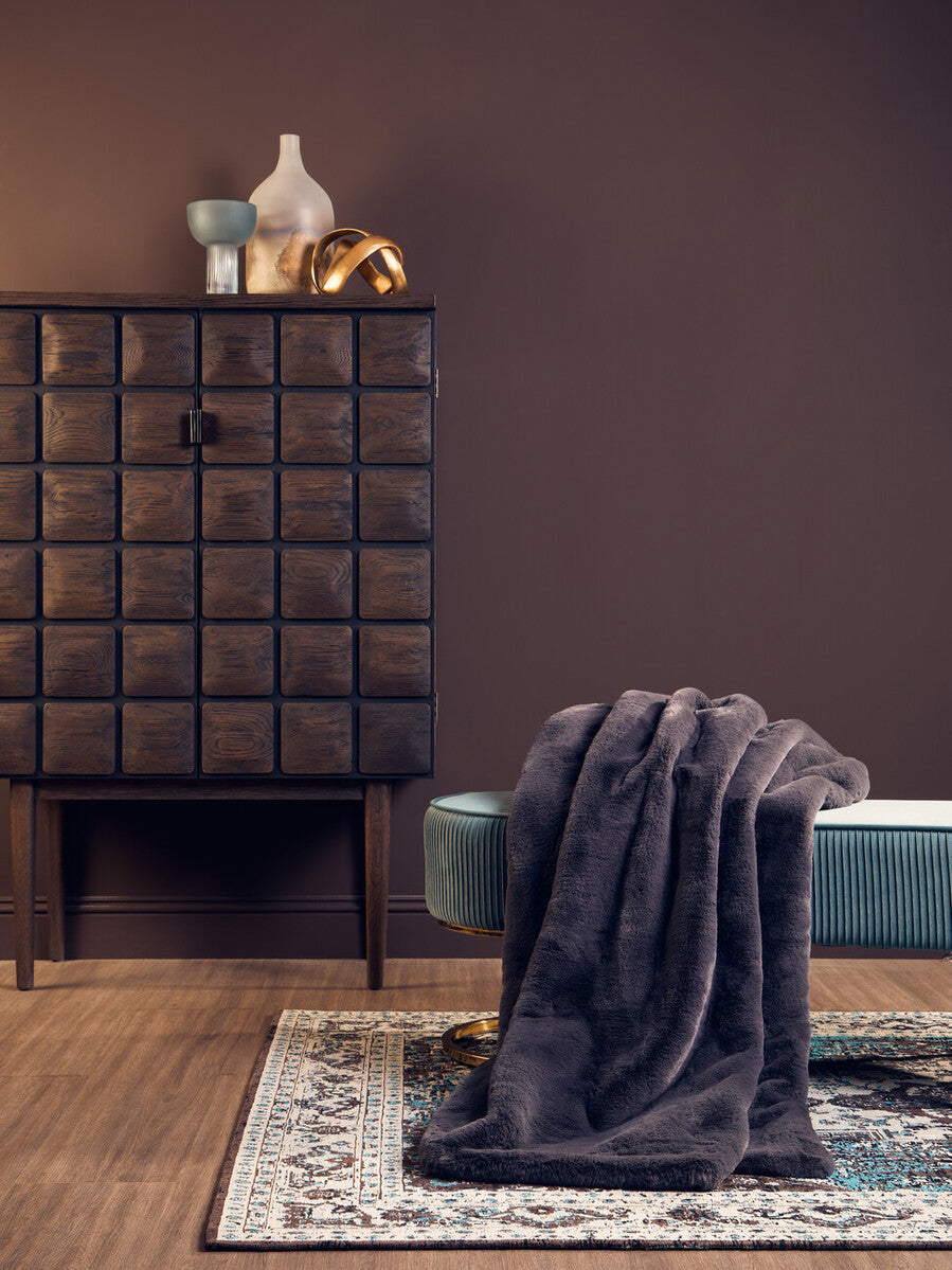 Bosie Grey Faux Fur Throw