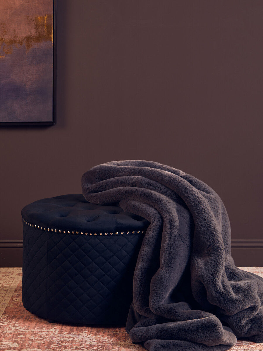 Bosie Grey Faux Fur Throw