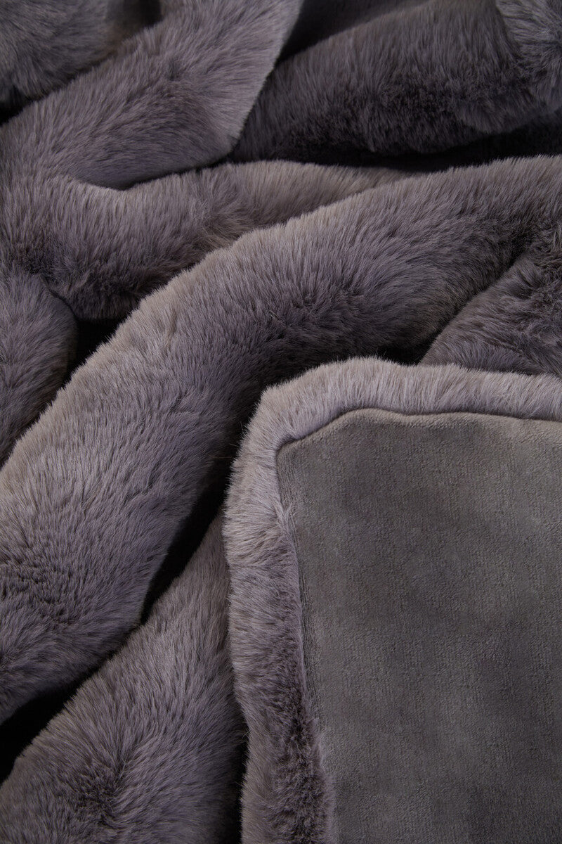 Bosie Grey Faux Fur Throw