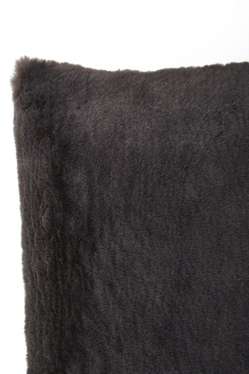 Grey Square Faux Fur Cushion
