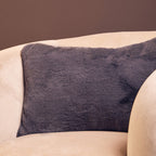 Grey Rectangular Faux Fur Cushion