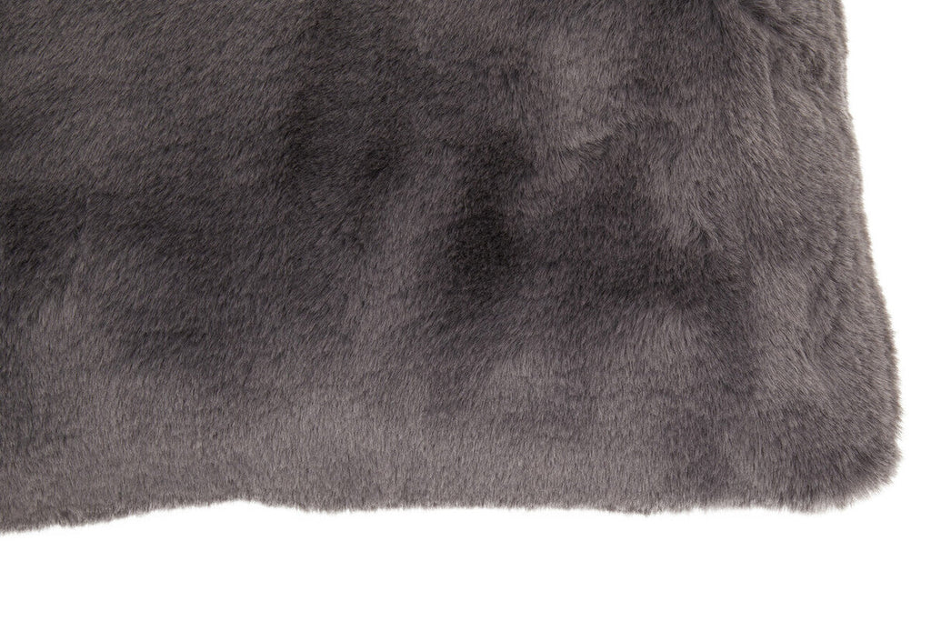 Grey Rectangular Faux Fur Cushion