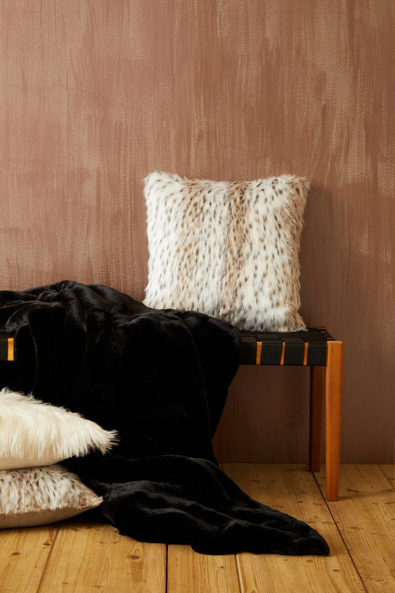 Bosie Black Faux Fur Throw