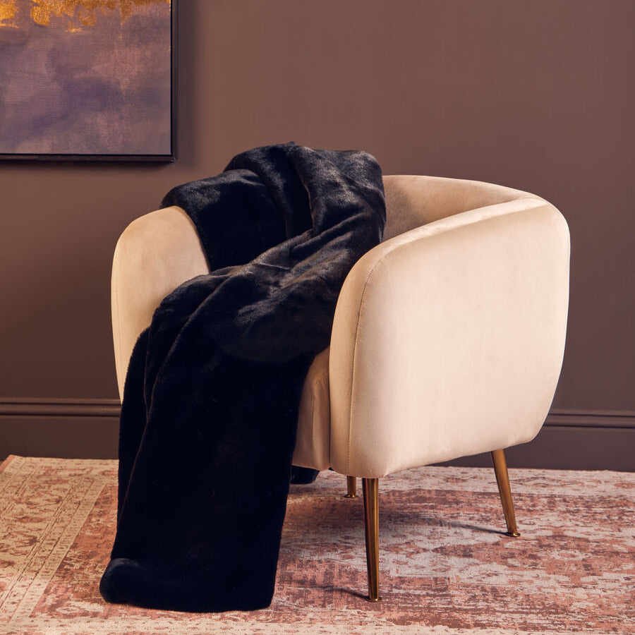 Bosie Black Faux Fur Throw