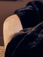Bosie Black Faux Fur Throw