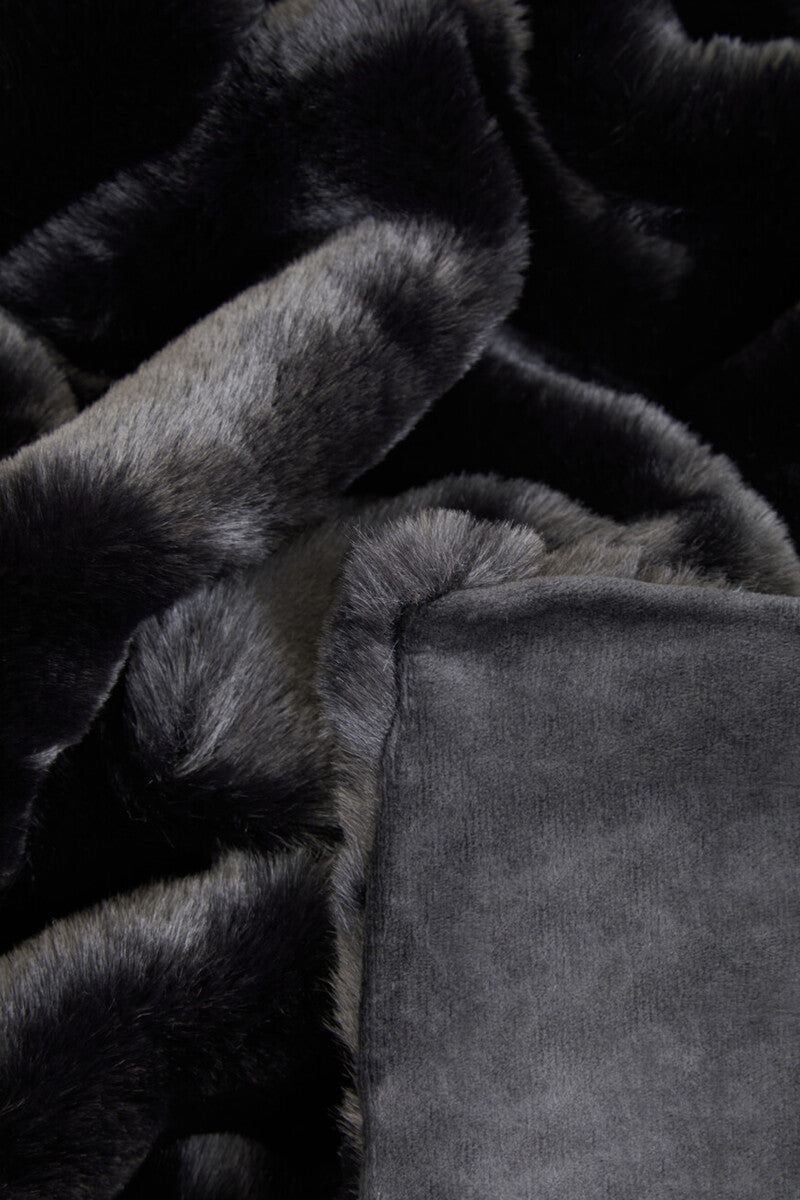 Bosie Black Faux Fur Throw