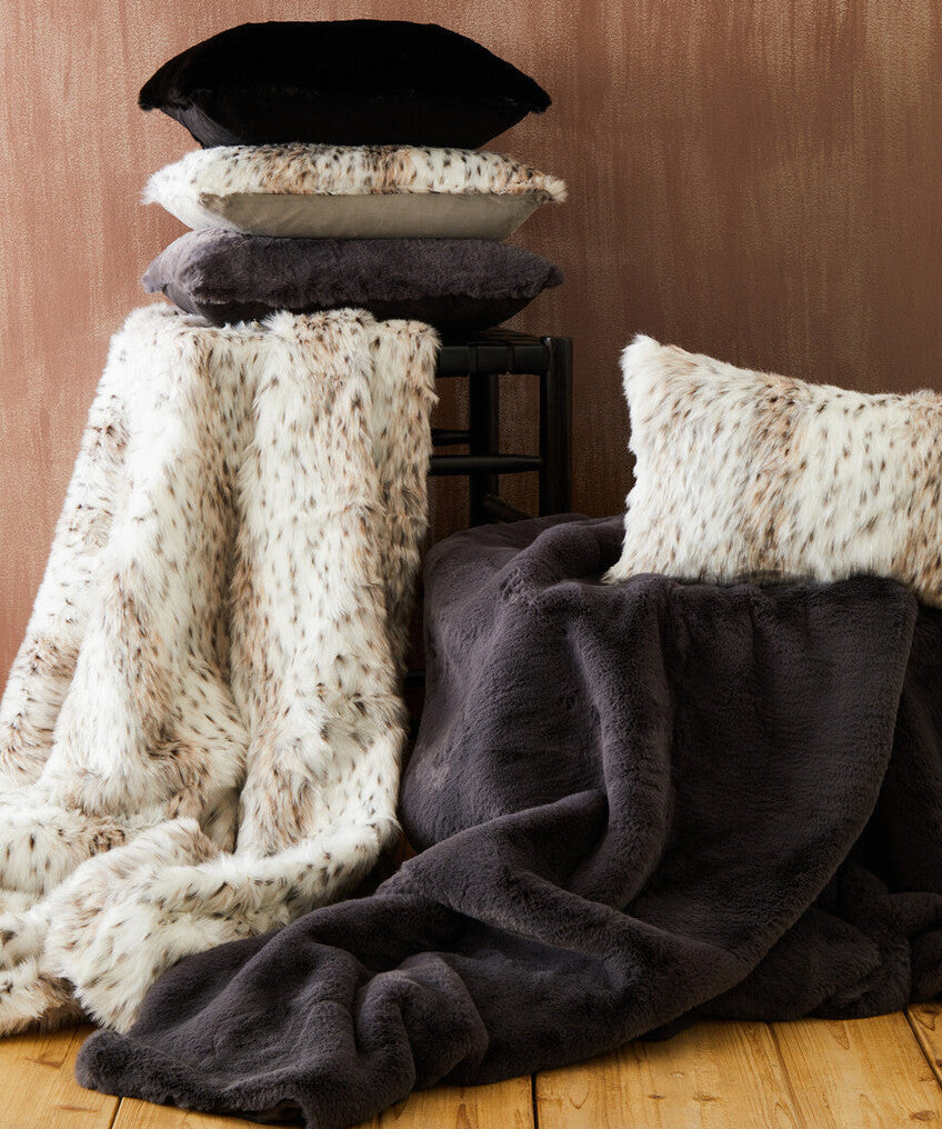 Black Square Faux Fur Cushion