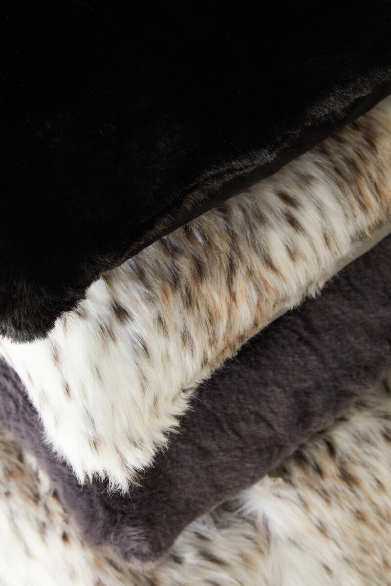 Black Square Faux Fur Cushion