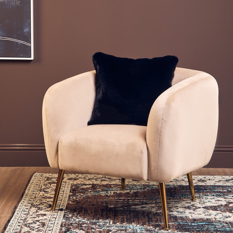 Black Square Faux Fur Cushion