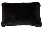 Black Rectangular Faux Fur Cushion