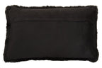 Black Rectangular Faux Fur Cushion