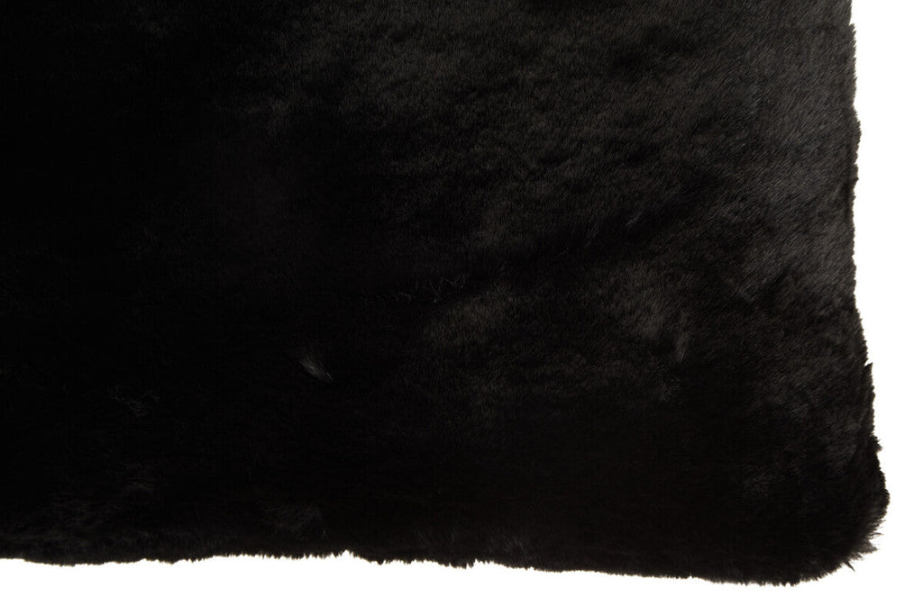 Black Rectangular Faux Fur Cushion