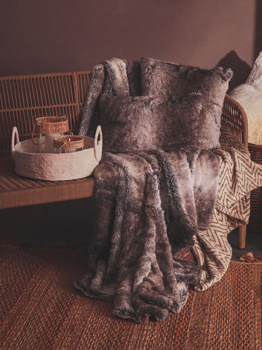 Bosie Mocha Ombre Fur Throw