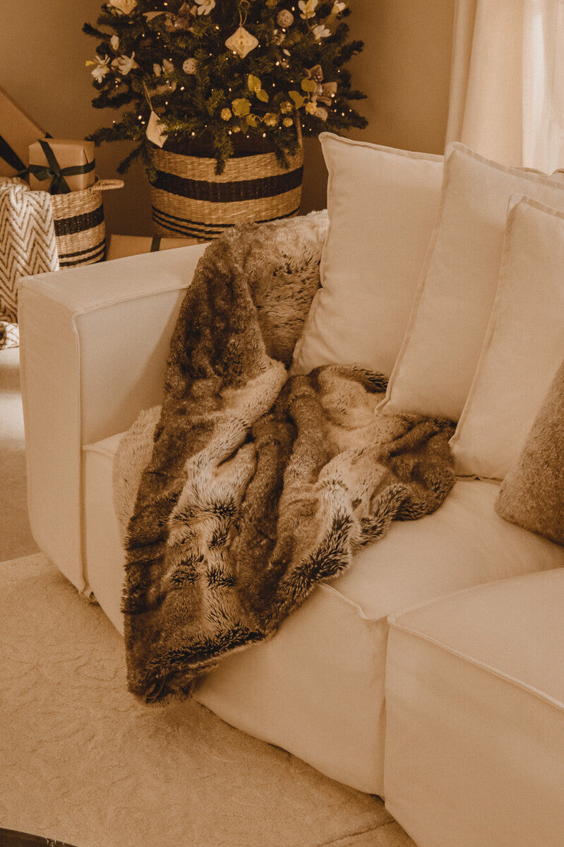Bosie Mocha Ombre Fur Throw