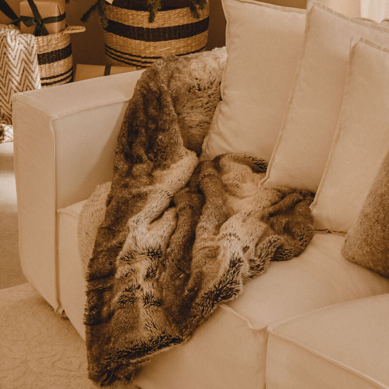Bosie Mocha Ombre Fur Throw