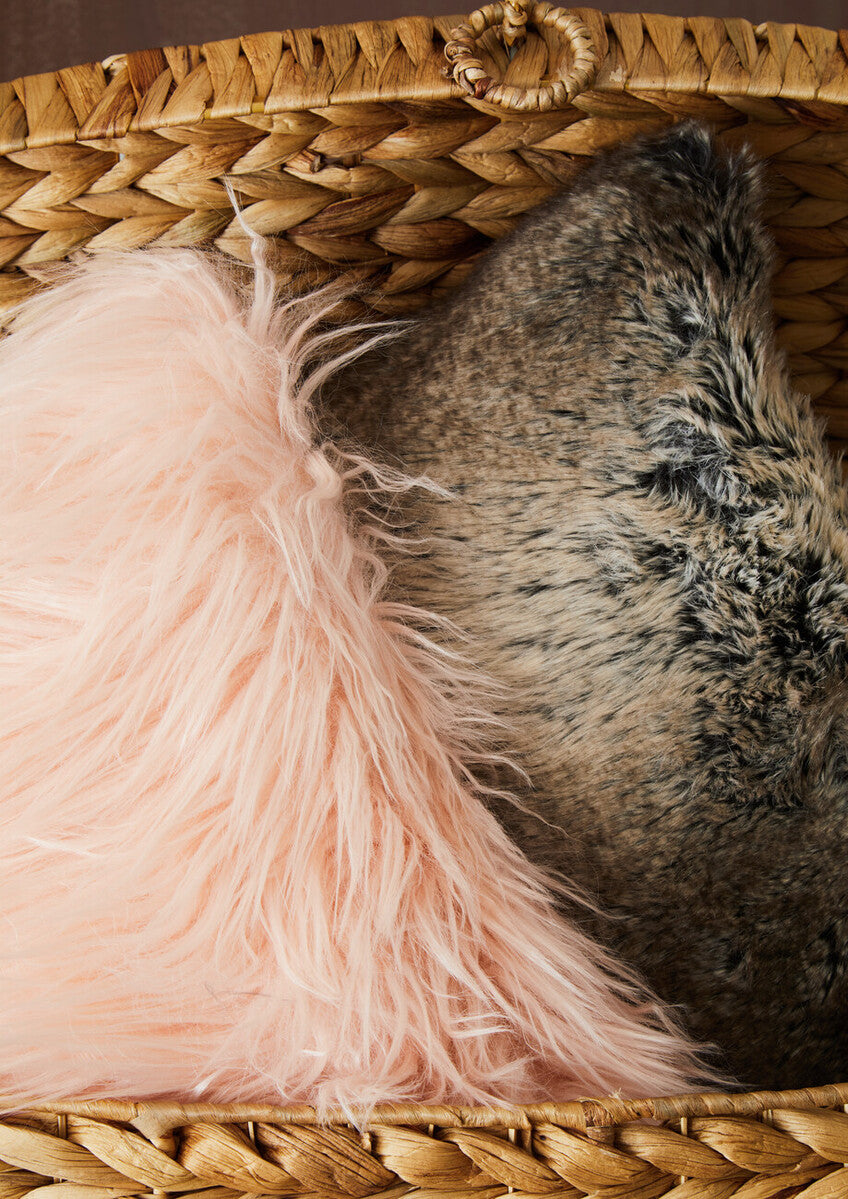 Mocha Ombre Square Faux Fur Cushion
