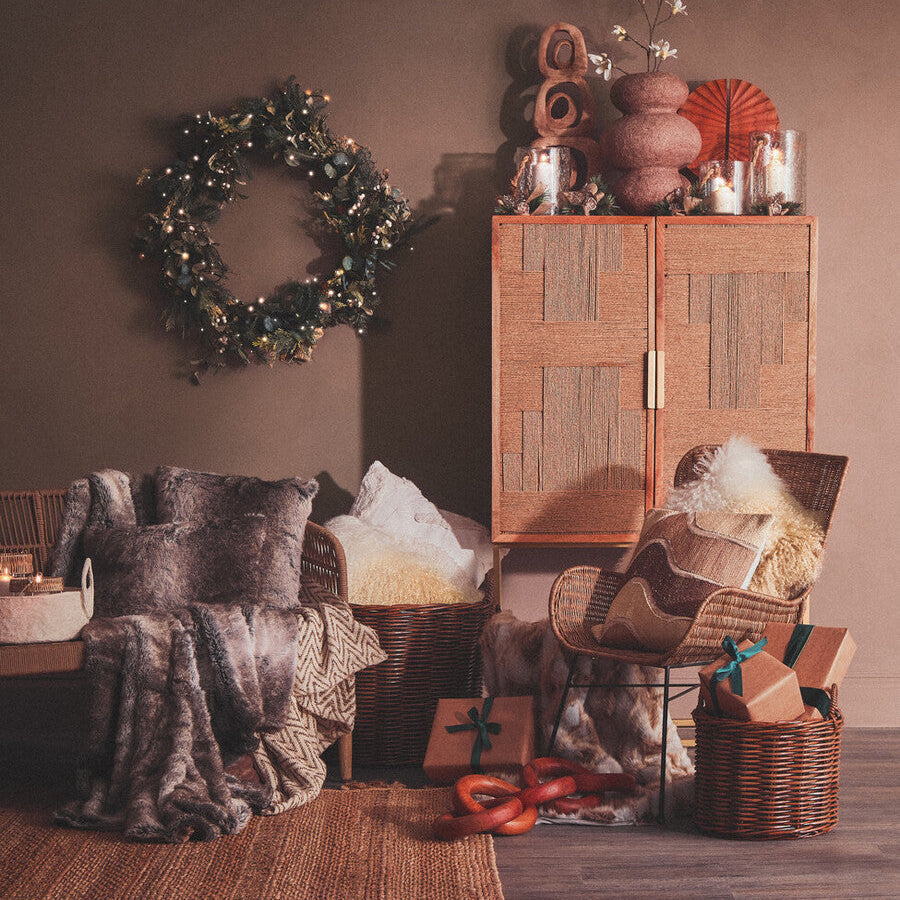 Mocha Ombre Square Faux Fur Cushion