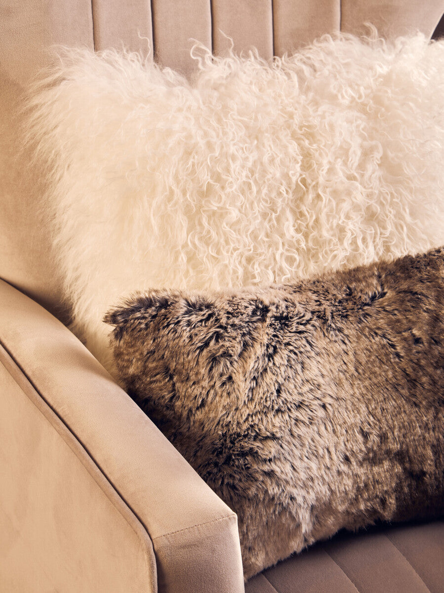 Mocha Ombre Rectangular Faux Fur Cushion