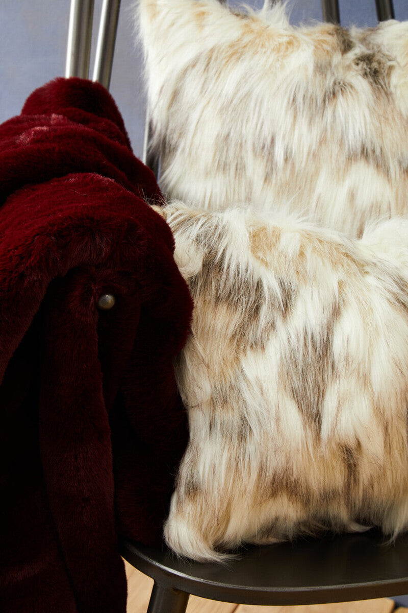 Natural Square Faux Fur Cushion