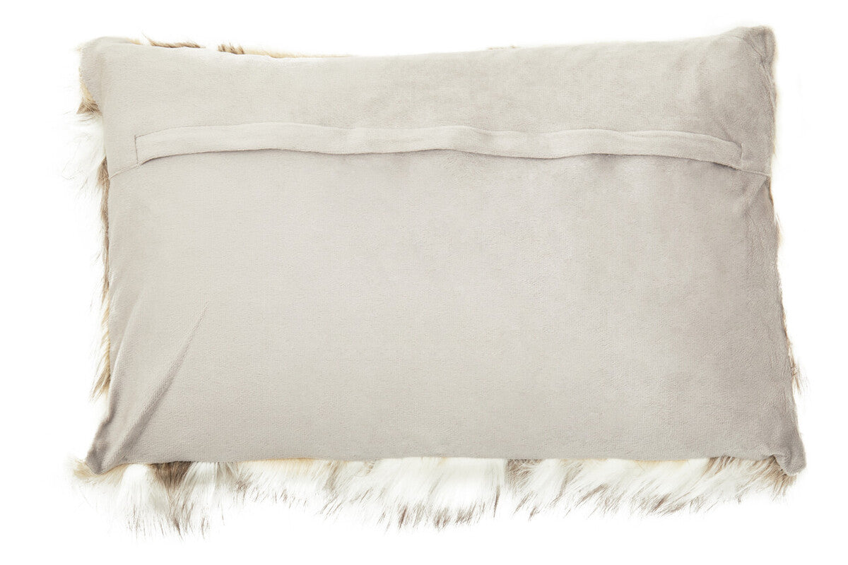 Natural Rectangular Faux Fur Cushion