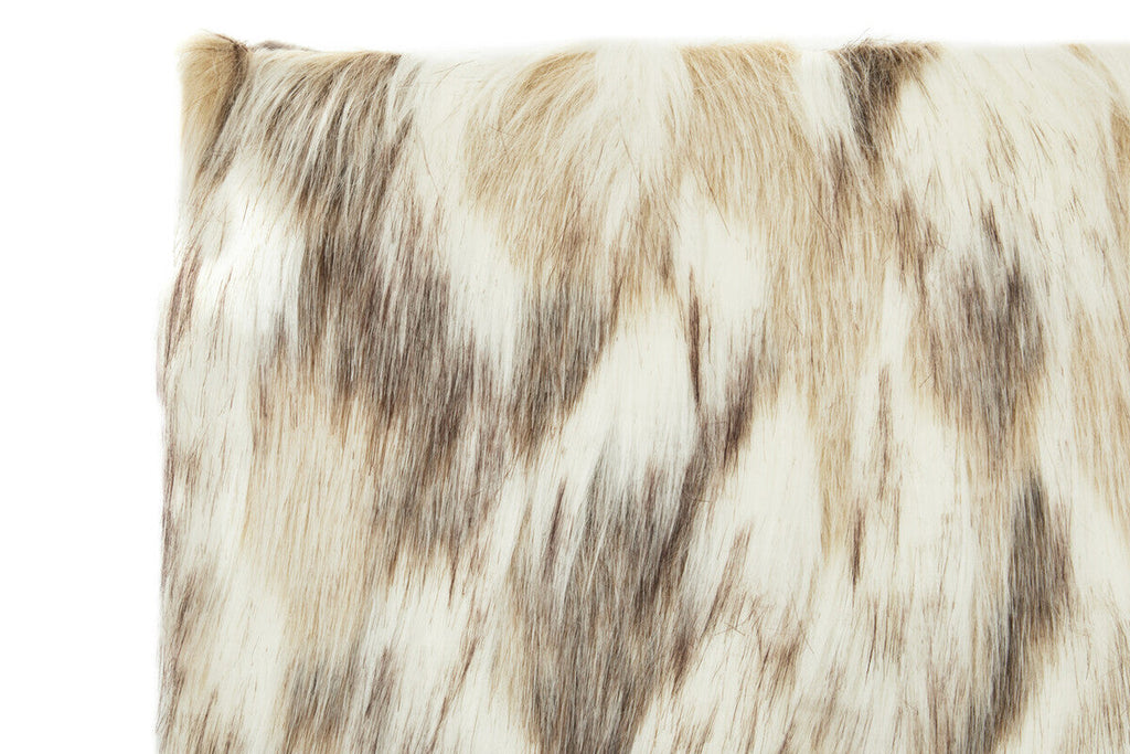 Natural Rectangular Faux Fur Cushion
