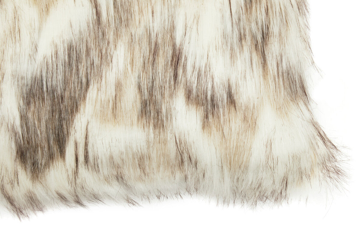 Natural Rectangular Faux Fur Cushion