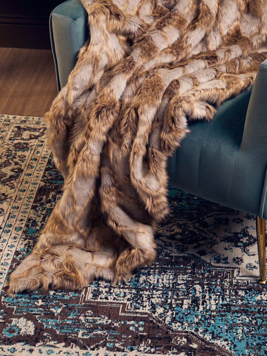 Bosie Grey and Natural Fur Throw