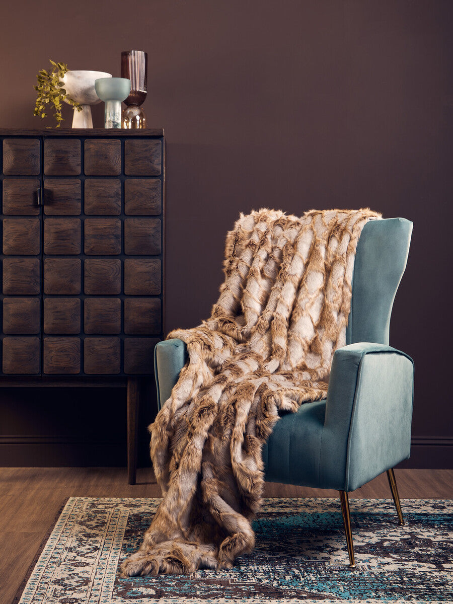 Bosie Grey and Natural Fur Throw