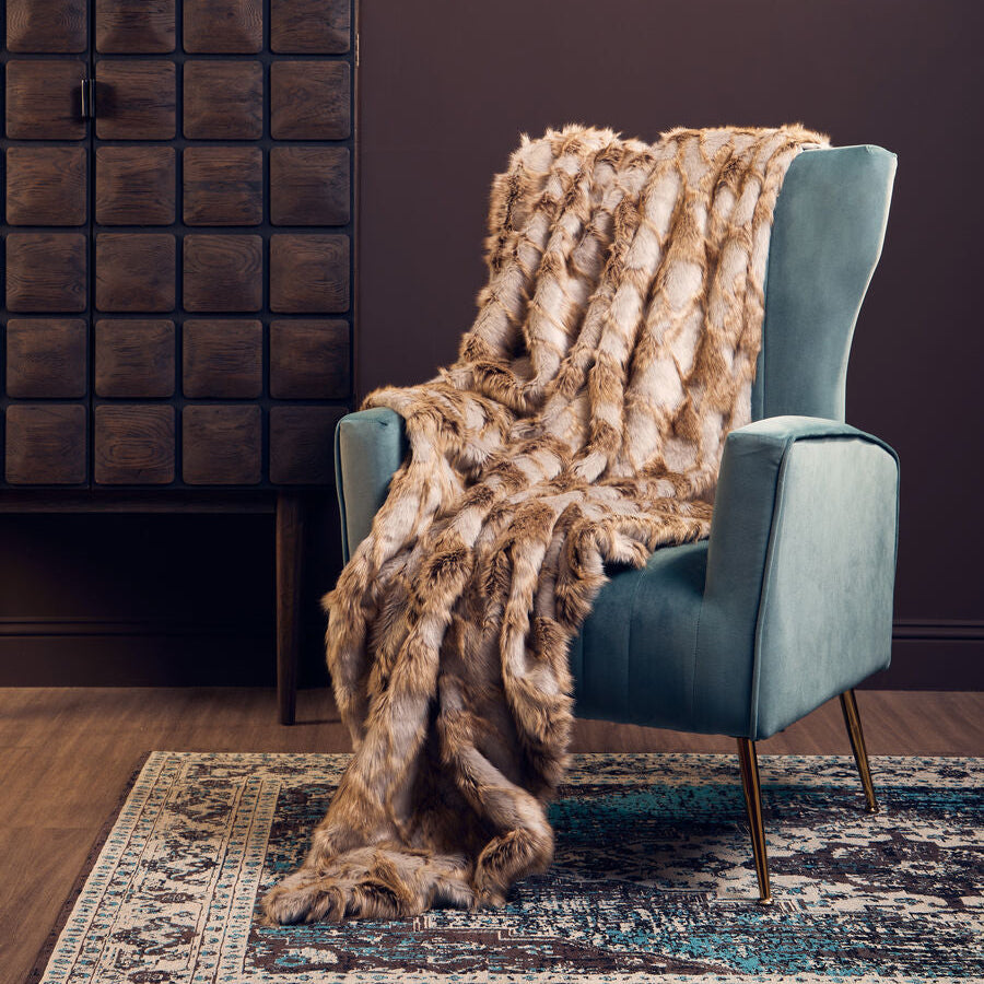 Bosie Grey and Natural Fur Throw