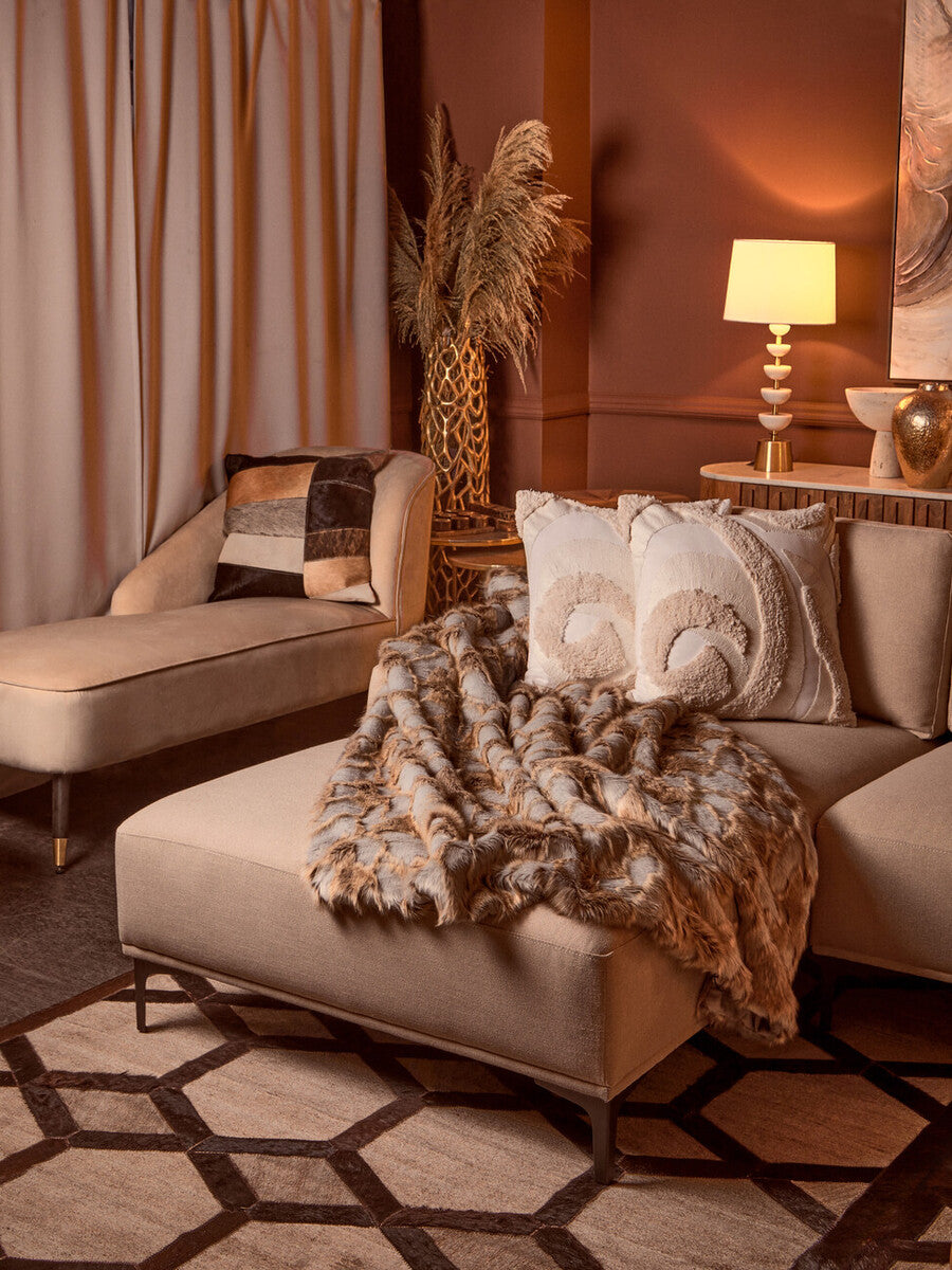Bosie Grey and Natural Fur Throw
