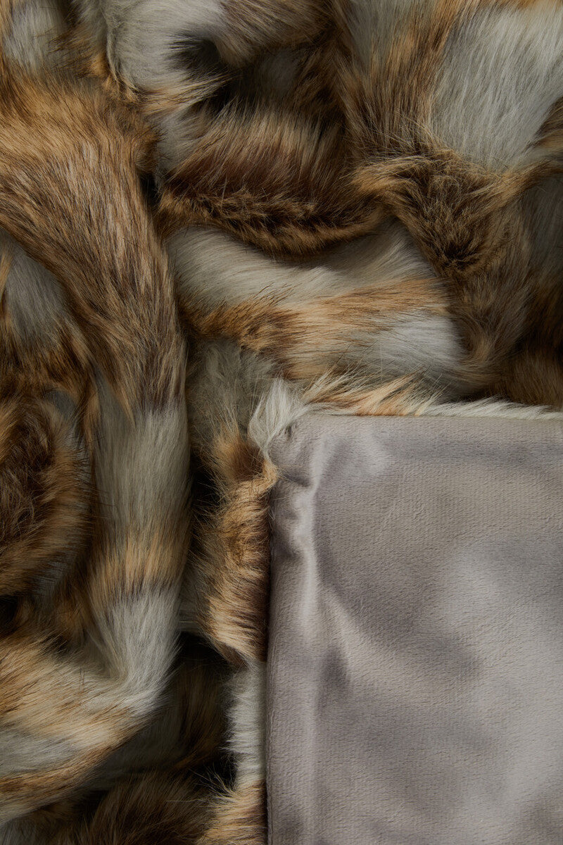 Bosie Grey and Natural Fur Throw