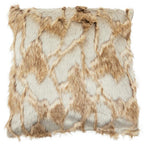 Grey And Natural Square Fur Cushion